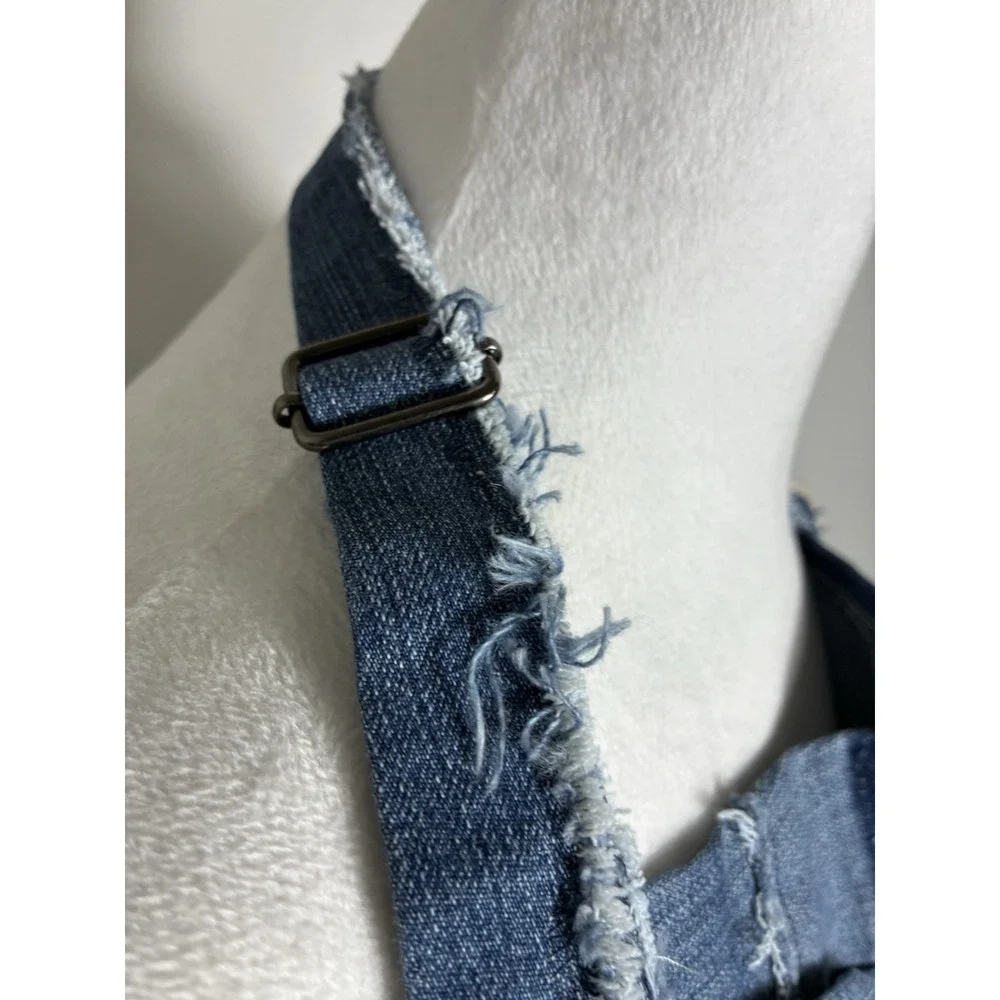 Handmade Recycled Denim Apron Blue OS Boho Tie Back Ajustable‎ Neck Strap